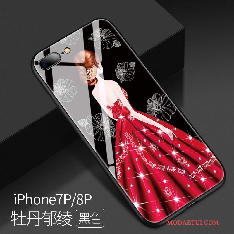 Futerał iPhone 8 Plus Torby Czarny Osobowość, Etui iPhone 8 Plus Kreatywne Szkło Nowy