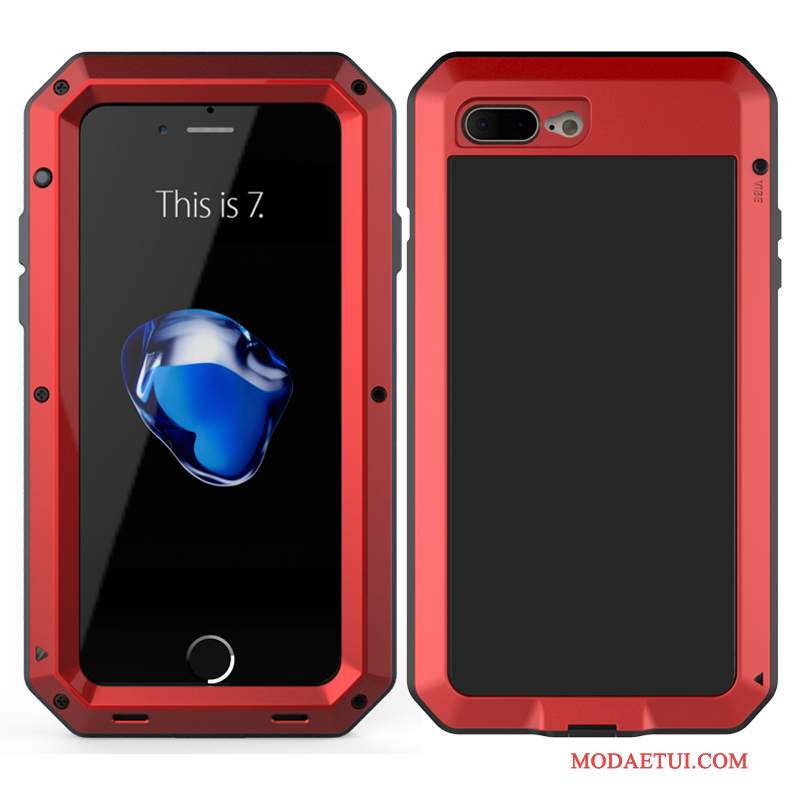 Futerał iPhone 8 Plus Torby Czerwony Anti-fall, Etui iPhone 8 Plus Metal Trzy Mechanizmy Obronnena Telefon