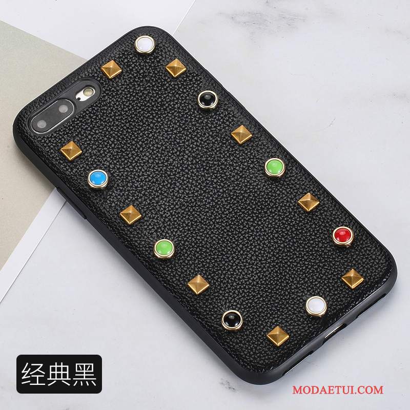 Futerał iPhone 8 Rhinestone Khaki Modna Marka, Etui iPhone 8 Skóra Anti-fall Nity