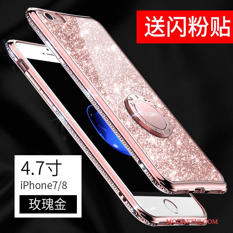 Futerał iPhone 8 Rhinestone Modna Markana Telefon, Etui iPhone 8 Różowe Czerwony