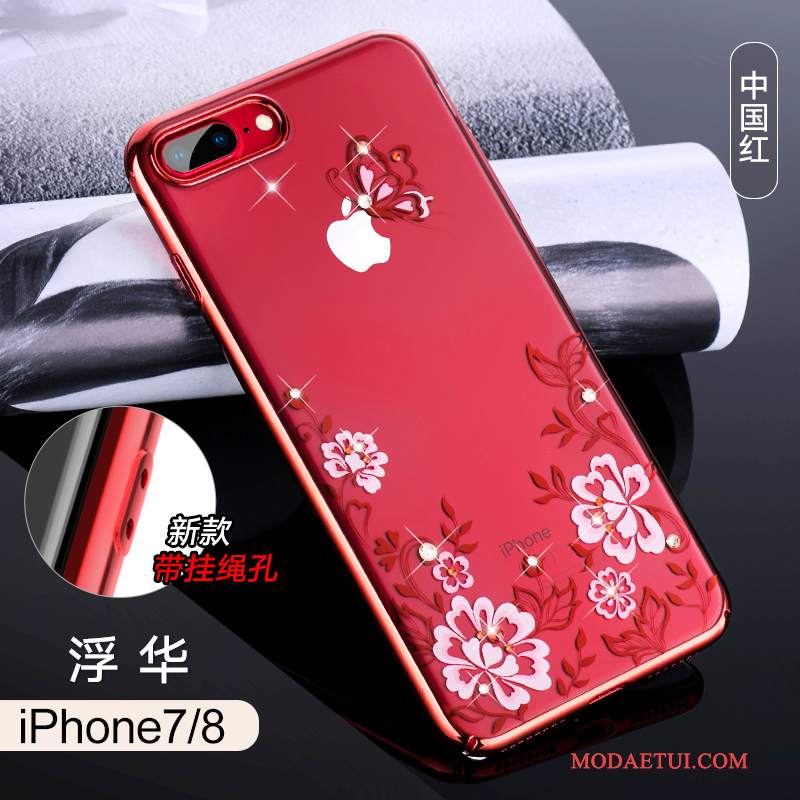 Futerał iPhone 8 Rhinestone Na Telefon Wiszące Ozdoby, Etui iPhone 8 Luksusowy Anti-fall Czerwony