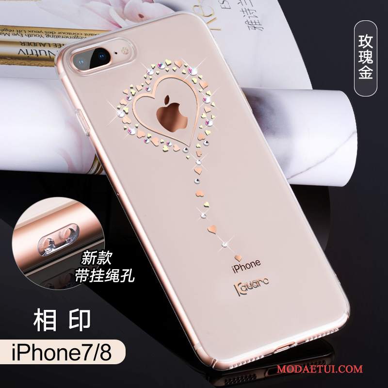 Futerał iPhone 8 Rhinestone Przezroczysty Anti-fall, Etui iPhone 8 Torby Nowy Różowe