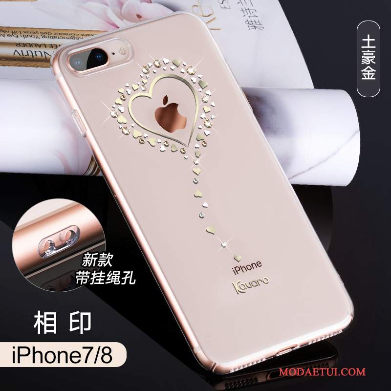 Futerał iPhone 8 Rhinestone Przezroczysty Anti-fall, Etui iPhone 8 Torby Nowy Różowe