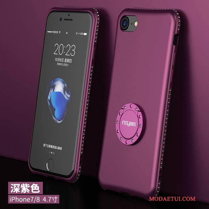 Futerał iPhone 8 Rhinestone Purpurowy Anti-fall, Etui iPhone 8 Wspornik Na Telefon Czerwony Netto