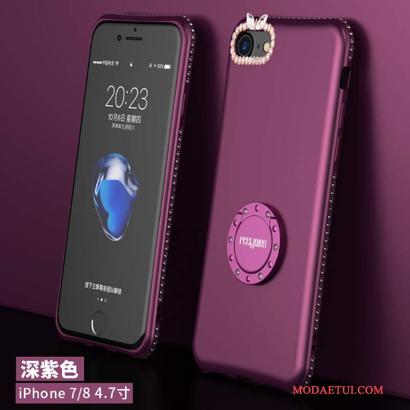 Futerał iPhone 8 Rhinestone Purpurowy Anti-fall, Etui iPhone 8 Wspornik Na Telefon Czerwony Netto