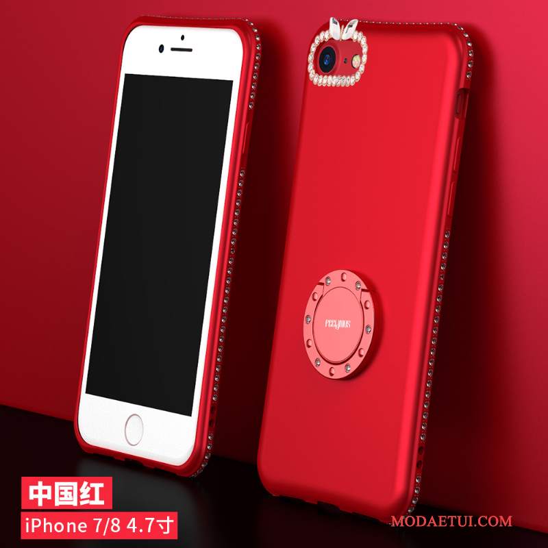 Futerał iPhone 8 Rhinestone Purpurowy Anti-fall, Etui iPhone 8 Wspornik Na Telefon Czerwony Netto