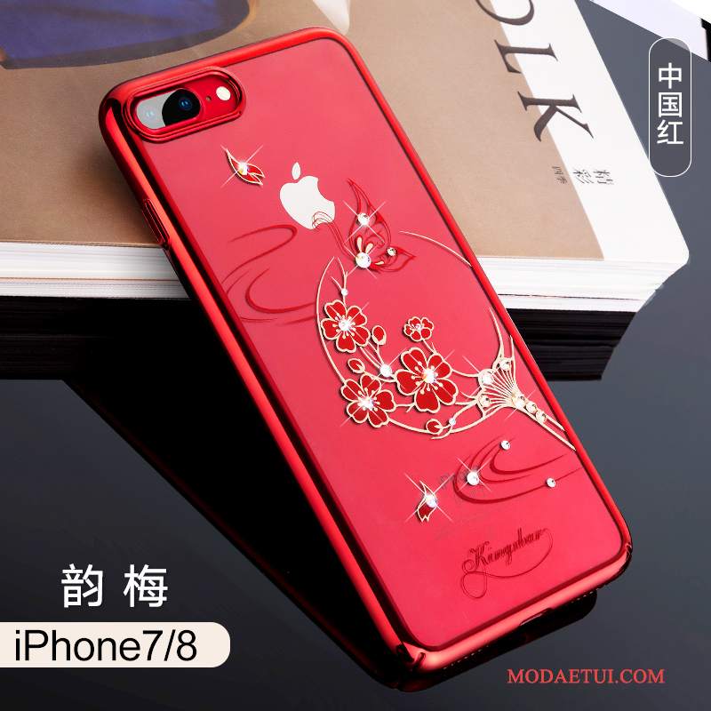 Futerał iPhone 8 Rhinestone Różowe Tendencja, Etui iPhone 8 Luksusowy Wiszące Ozdoby Anti-fall