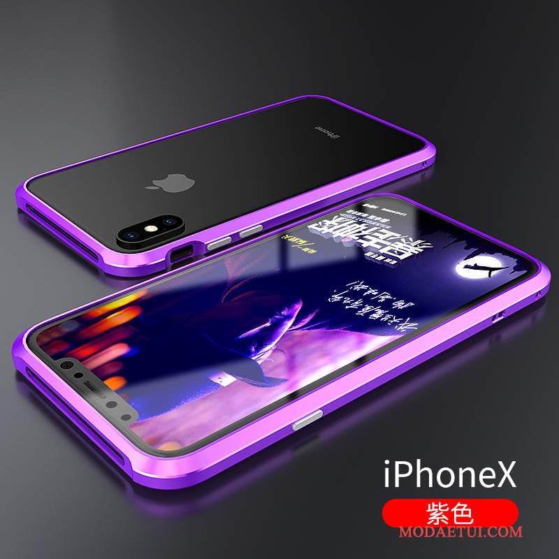Futerał iPhone X Kreatywne Tendencjana Telefon, Etui iPhone X Metal Anti-fall Purpurowy