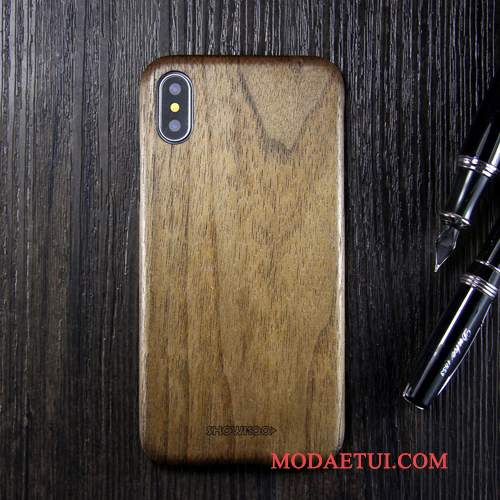 Futerał iPhone X Litego Drewna Anti-fall Modna Marka, Etui iPhone X Drewniany Nowy Khaki