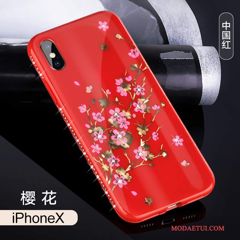 Futerał iPhone X Luksusowy Anti-fall Czerwony Netto, Etui iPhone X Miękki Nowy Modna Marka