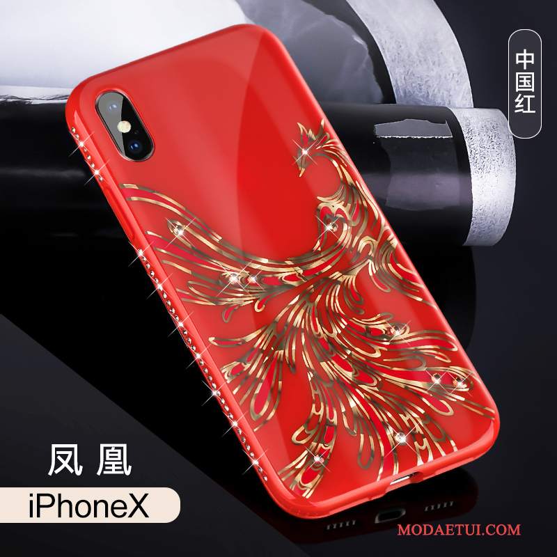Futerał iPhone X Luksusowy Anti-fall Czerwony Netto, Etui iPhone X Miękki Nowy Modna Marka