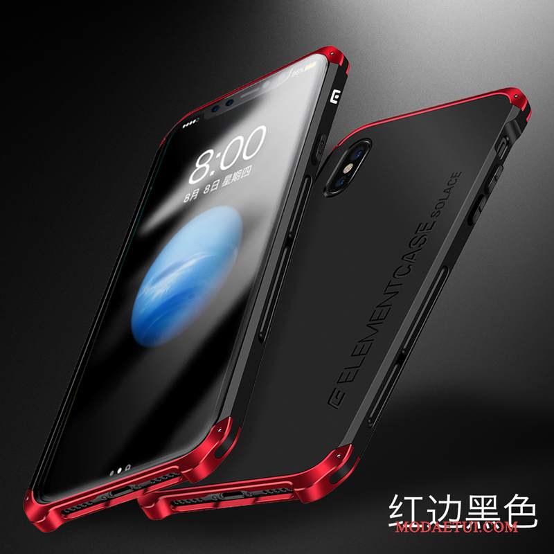 Futerał iPhone X Metal Anti-fall Modna Marka, Etui iPhone X Ochraniacz Czerwonyna Telefon