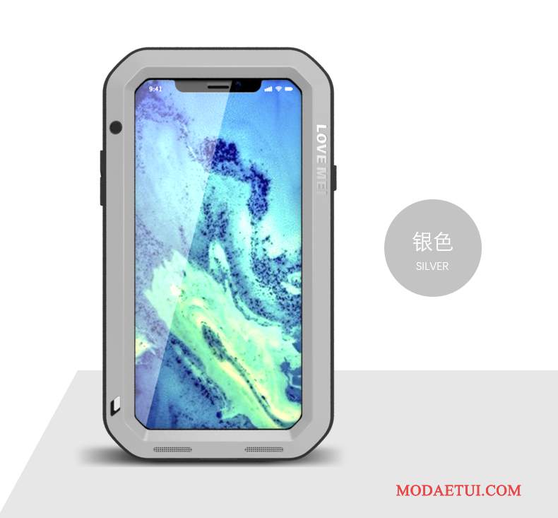 Futerał iPhone X Metal Dekompresja Czerwony, Etui iPhone X Silikonowe Anti-fall Trzy Mechanizmy Obronne