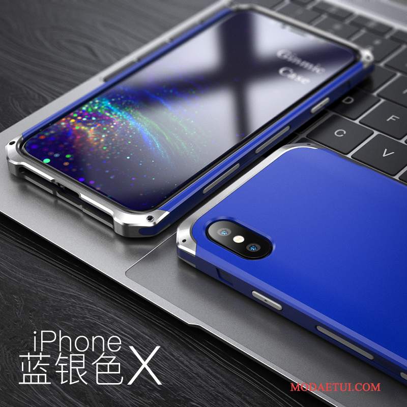 Futerał iPhone X Metal Niebieski Nowy, Etui iPhone X Kreatywne Osobowość Anti-fall