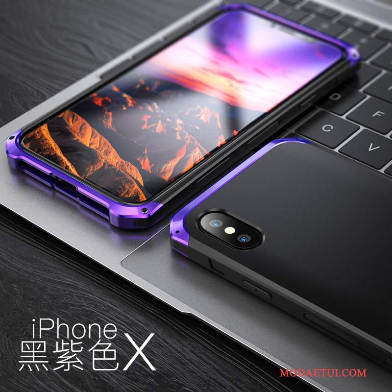 Futerał iPhone X Metal Niebieski Nowy, Etui iPhone X Kreatywne Osobowość Anti-fall