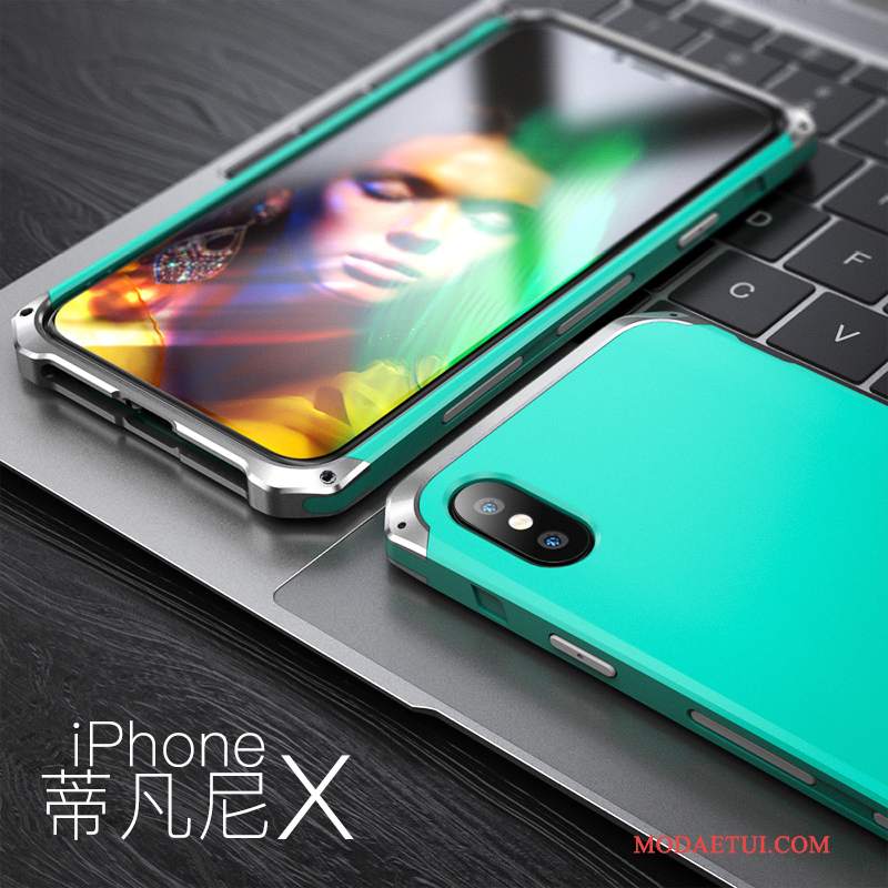 Futerał iPhone X Metal Niebieski Nowy, Etui iPhone X Kreatywne Osobowość Anti-fall