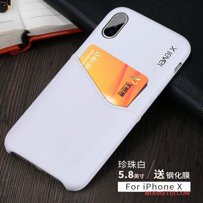 Futerał iPhone X Ochraniacz Cienkie Czarny, Etui iPhone X Skóra Anti-fall Karta