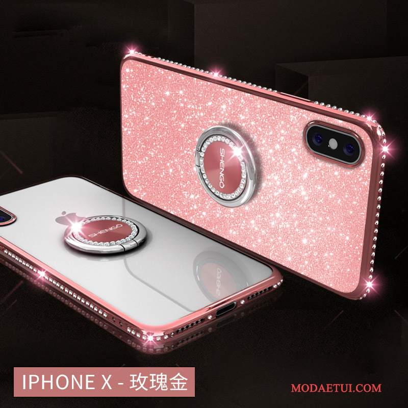 Futerał iPhone X Rhinestone Anti-fall Modna Marka, Etui iPhone X Kolor Wiszące Ozdobyna Telefon