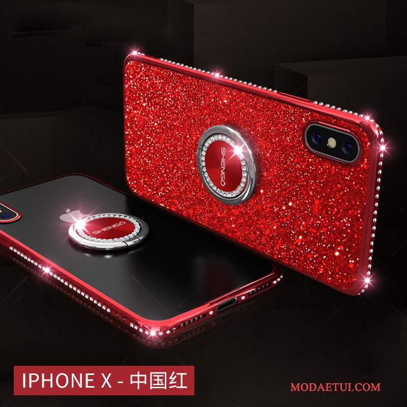 Futerał iPhone X Rhinestone Anti-fall Modna Marka, Etui iPhone X Kolor Wiszące Ozdobyna Telefon