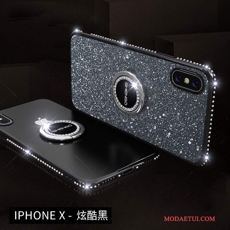 Futerał iPhone X Rhinestone Anti-fall Modna Marka, Etui iPhone X Kolor Wiszące Ozdobyna Telefon