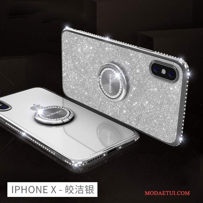 Futerał iPhone X Rhinestone Anti-fall Modna Marka, Etui iPhone X Kolor Wiszące Ozdobyna Telefon