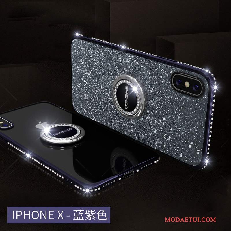 Futerał iPhone X Rhinestone Anti-fall Modna Marka, Etui iPhone X Kolor Wiszące Ozdobyna Telefon