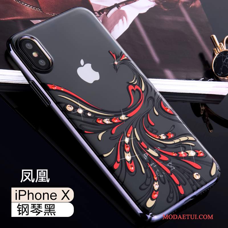 Futerał iPhone X Rhinestone Anti-fall Przezroczysty, Etui iPhone X Kreatywne Na Telefon Złoto