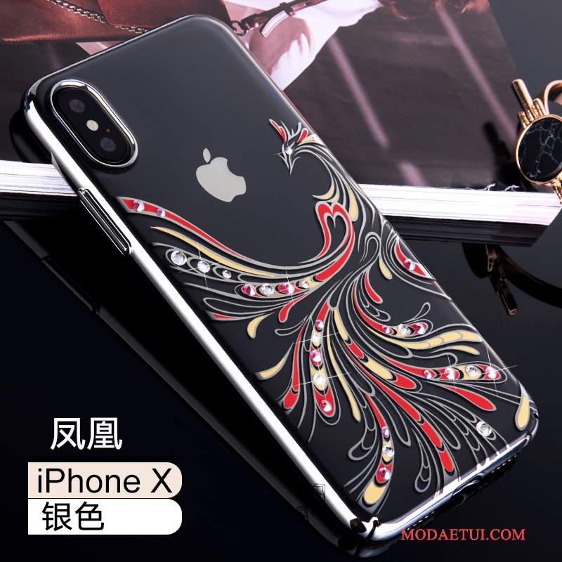 Futerał iPhone X Rhinestone Anti-fall Przezroczysty, Etui iPhone X Kreatywne Na Telefon Złoto