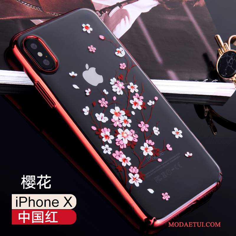 Futerał iPhone X Rhinestone Anti-fall Przezroczysty, Etui iPhone X Kreatywne Na Telefon Złoto