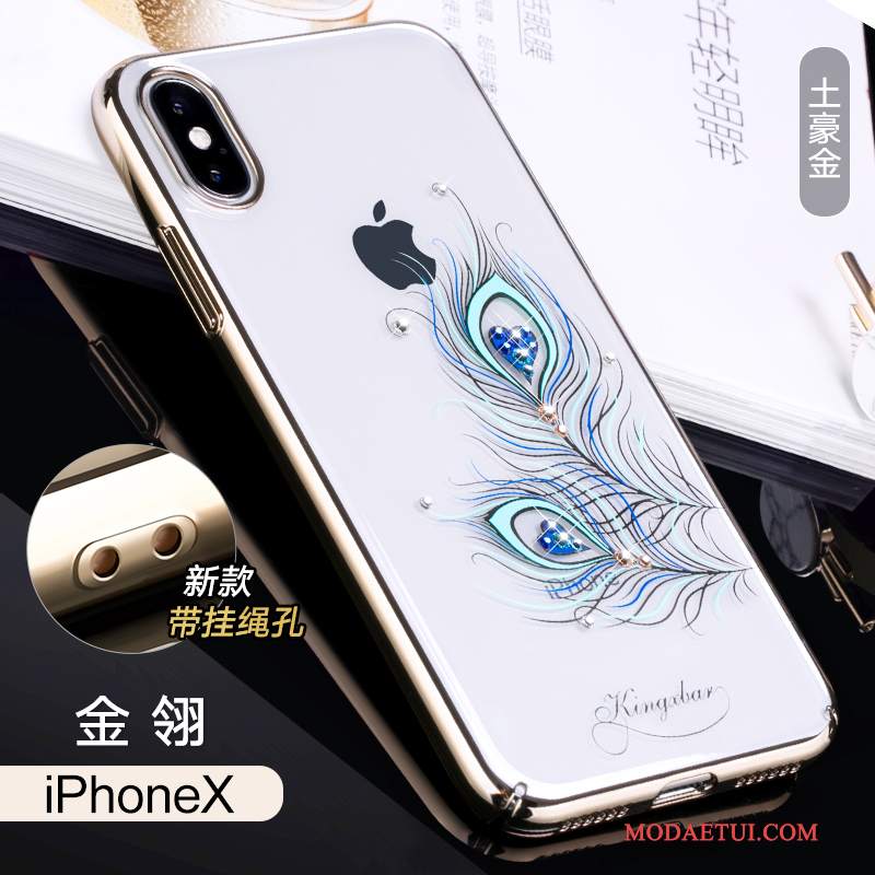 Futerał iPhone X Rhinestone Nowy Złoto, Etui iPhone X Torby Trudnona Telefon