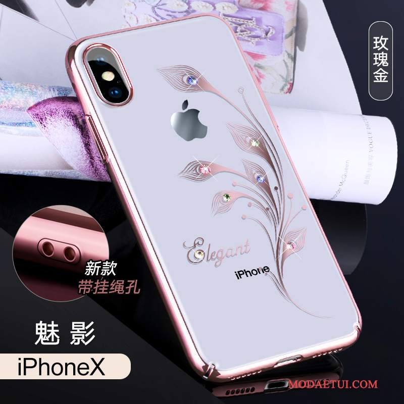 Futerał iPhone X Rhinestone Nowyna Telefon, Etui iPhone X Luksusowy Biały Anti-fall