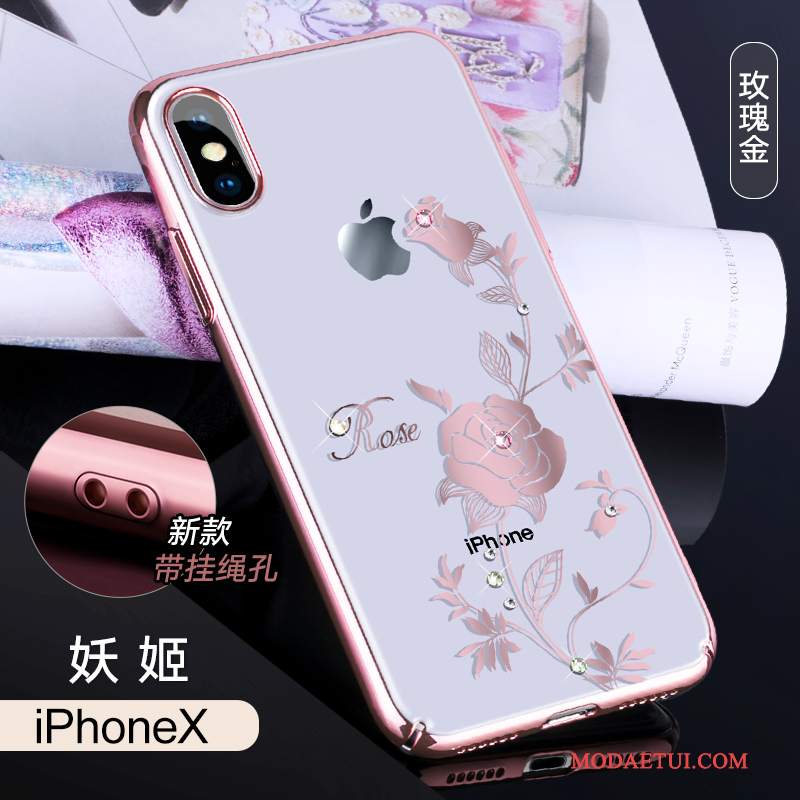 Futerał iPhone X Rhinestone Nowyna Telefon, Etui iPhone X Luksusowy Biały Anti-fall