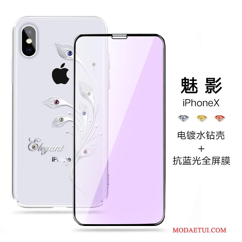 Futerał iPhone X Rhinestone Nowyna Telefon, Etui iPhone X Luksusowy Biały Anti-fall