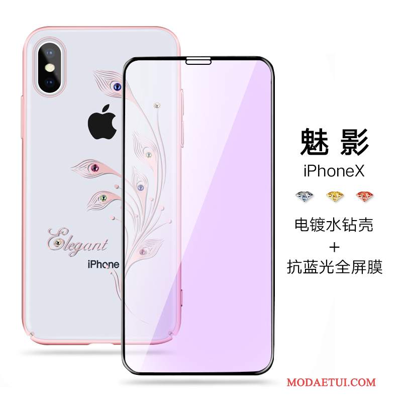 Futerał iPhone X Rhinestone Nowyna Telefon, Etui iPhone X Luksusowy Biały Anti-fall