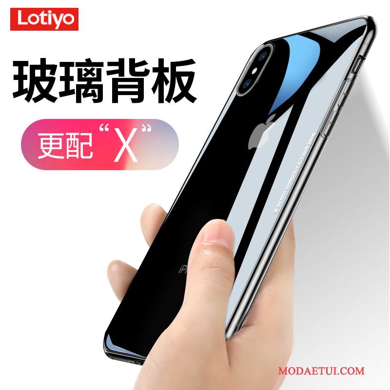 Futerał iPhone X Silikonowe Anti-fall Cienkie, Etui iPhone X Szkło Przezroczysty