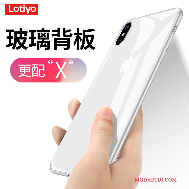 Futerał iPhone X Silikonowe Anti-fall Cienkie, Etui iPhone X Szkło Przezroczysty