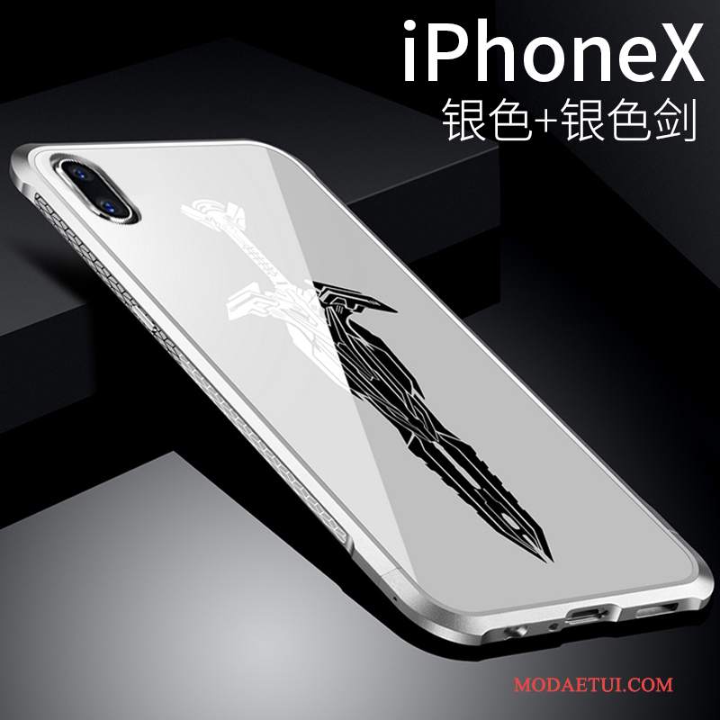 Futerał iPhone X Torby Anti-fall Granica, Etui iPhone X Metal Nowy Srebro