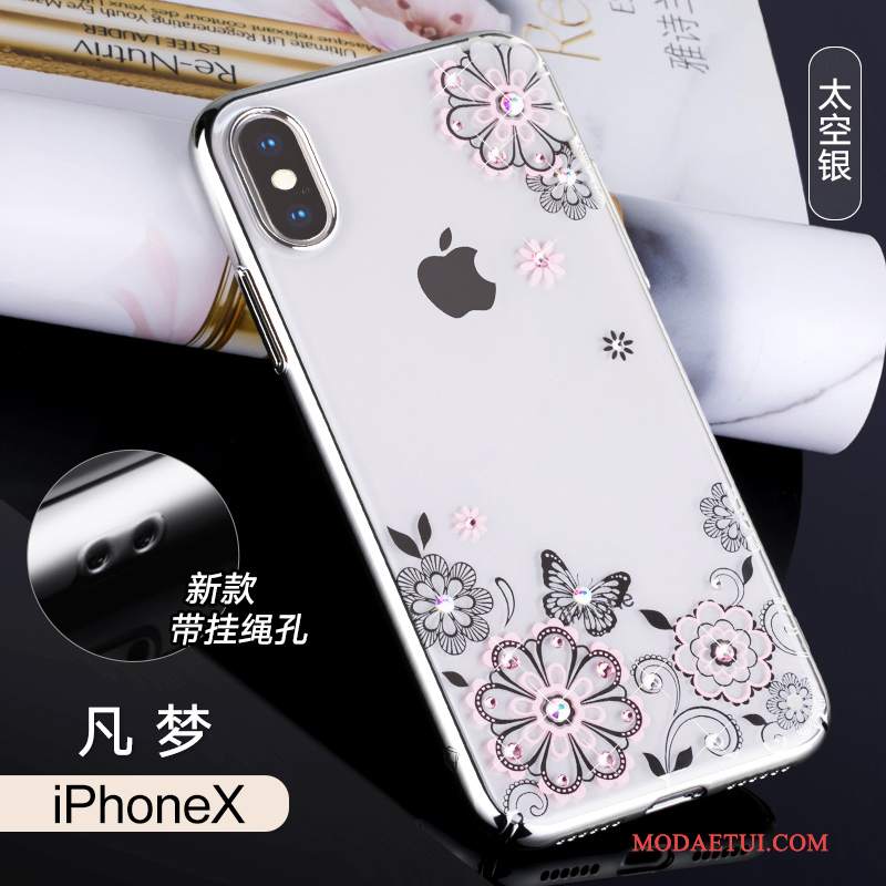 Futerał iPhone X Torby Anti-fall Nowy, Etui iPhone X Rhinestone Na Telefon Przezroczysty