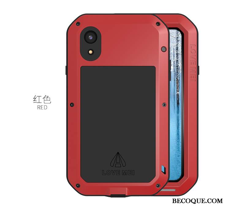 Futerał iPhone Xr Metal Czarny Trzy Mechanizmy Obronne, Etui iPhone Xr Ochraniacz Anti-fall Granica