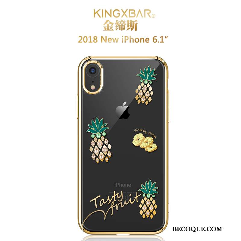 Futerał iPhone Xr Ochraniacz Przezroczysty Biały, Etui iPhone Xr Rhinestone Trudno Wysoki Koniec