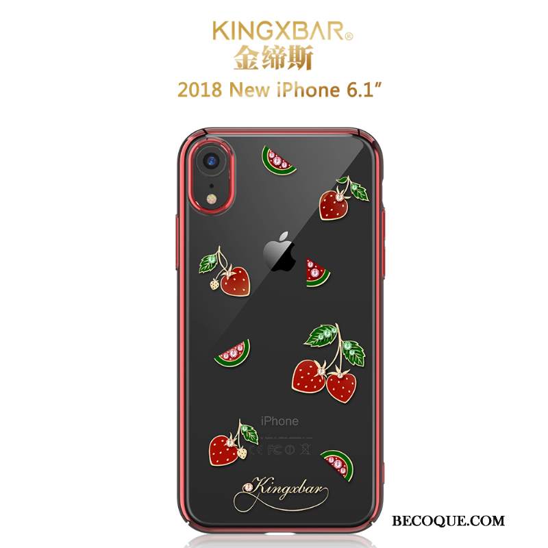 Futerał iPhone Xr Ochraniacz Przezroczysty Biały, Etui iPhone Xr Rhinestone Trudno Wysoki Koniec