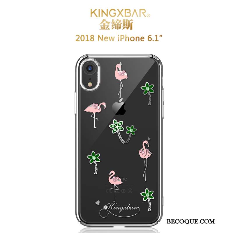 Futerał iPhone Xr Ochraniacz Przezroczysty Biały, Etui iPhone Xr Rhinestone Trudno Wysoki Koniec