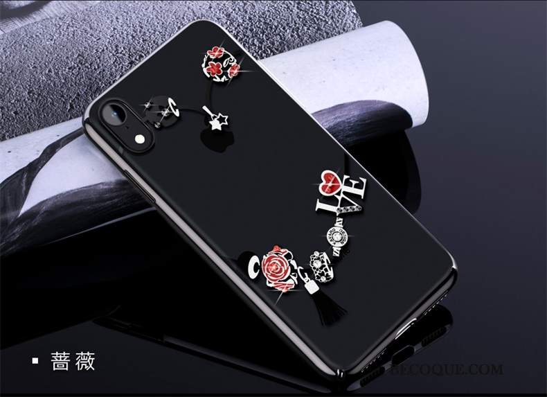 Futerał iPhone Xr Rhinestone Anti-fall Czarny, Etui iPhone Xr Luksusowy Złoto Trudno