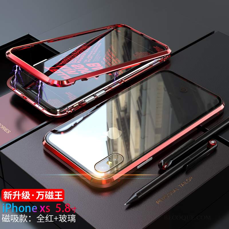 Futerał iPhone Xs Kreatywne Przezroczystyna Telefon, Etui iPhone Xs Metal Granica Szkło