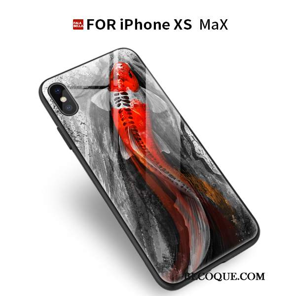 Futerał iPhone Xs Max Miękki Modna Marka Anti-fall, Etui iPhone Xs Max Silikonowe Szkłona Telefon