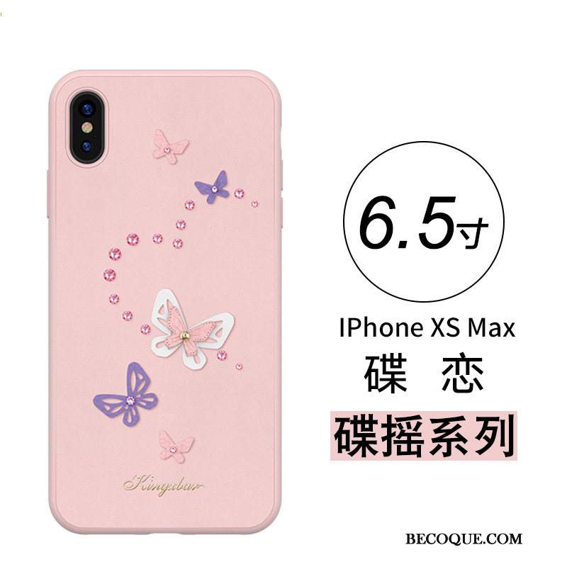 Futerał iPhone Xs Max Skóra Osobowość Motyl, Etui iPhone Xs Max Moda Czarnyna Telefon