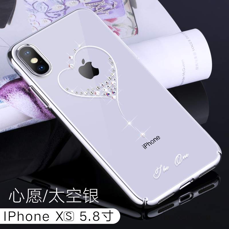 Futerał iPhone Xs Moda Biały Trudno, Etui iPhone Xs Rhinestone Anti-fall Nowy