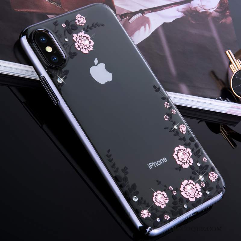 Futerał iPhone Xs Moda Biały Trudno, Etui iPhone Xs Rhinestone Anti-fall Nowy