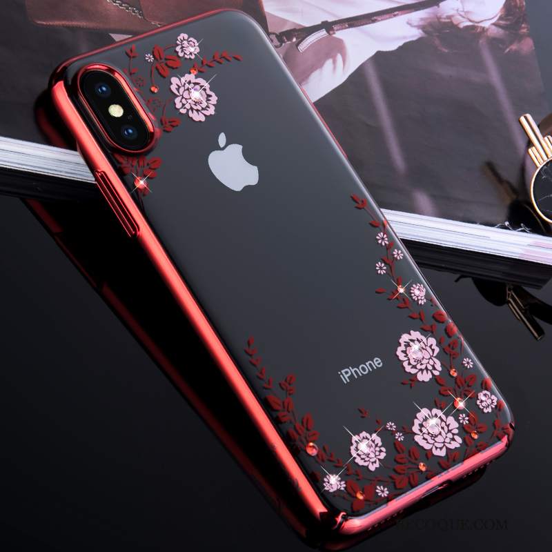 Futerał iPhone Xs Moda Biały Trudno, Etui iPhone Xs Rhinestone Anti-fall Nowy