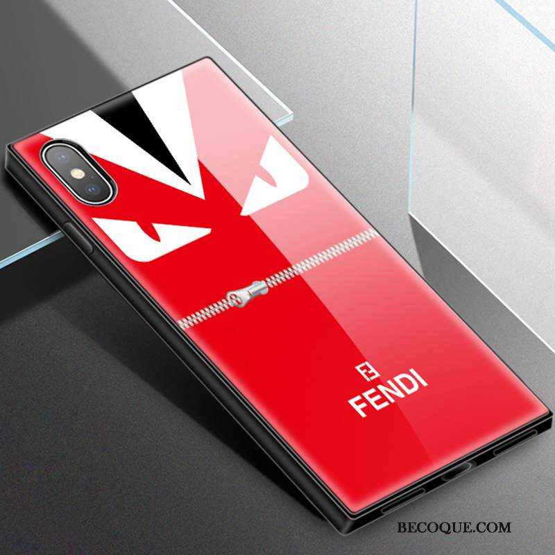 Futerał iPhone Xs Modna Marka Kwadratowy, Etui iPhone Xs Chłodna Szkło